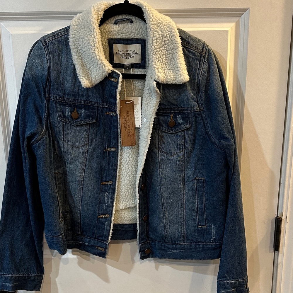 Denim Sherpa-Lined Jacket
